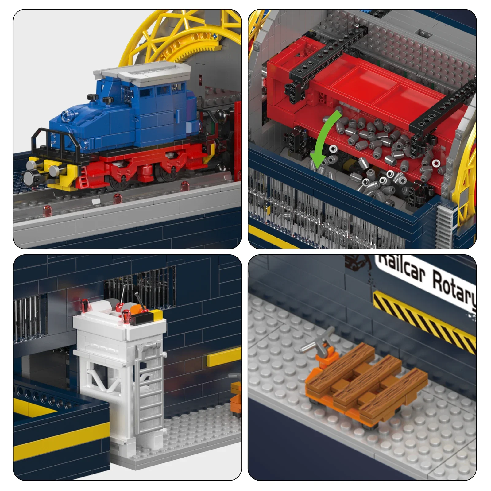Mold Koning 17094 Spoorweg roterende auto dumper Model Bouwstenen speelgoed MOC Bricks kits Techniek speelgoed voor kind Kerstcadeau