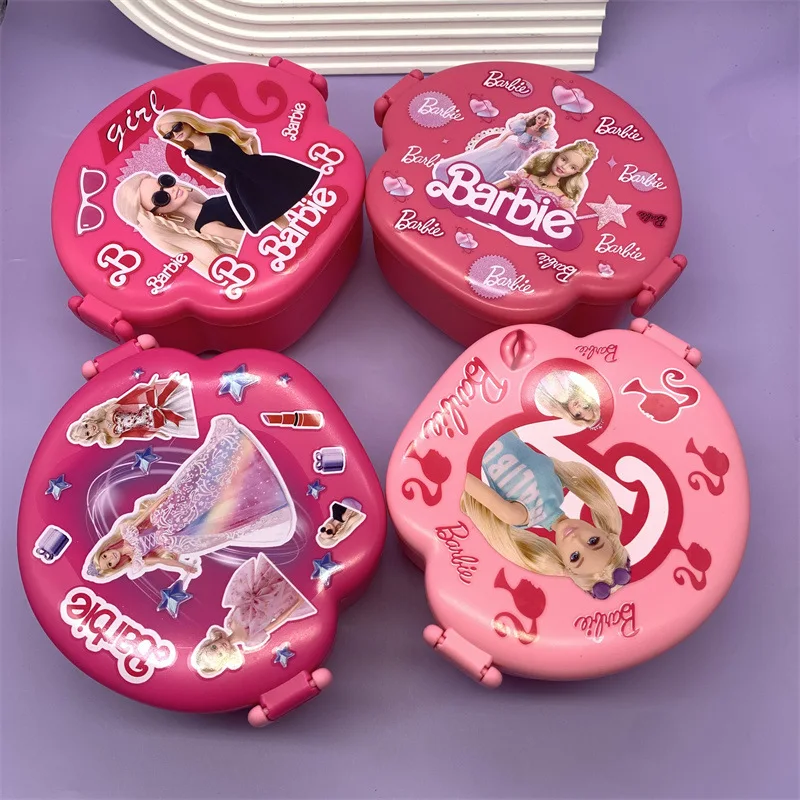 Barbie Lunch Box casuale Fashion Girl Doll tre scomparti Crisper scatola da pranzo separata Girly Heart Cute Cartoon Girls Gifts