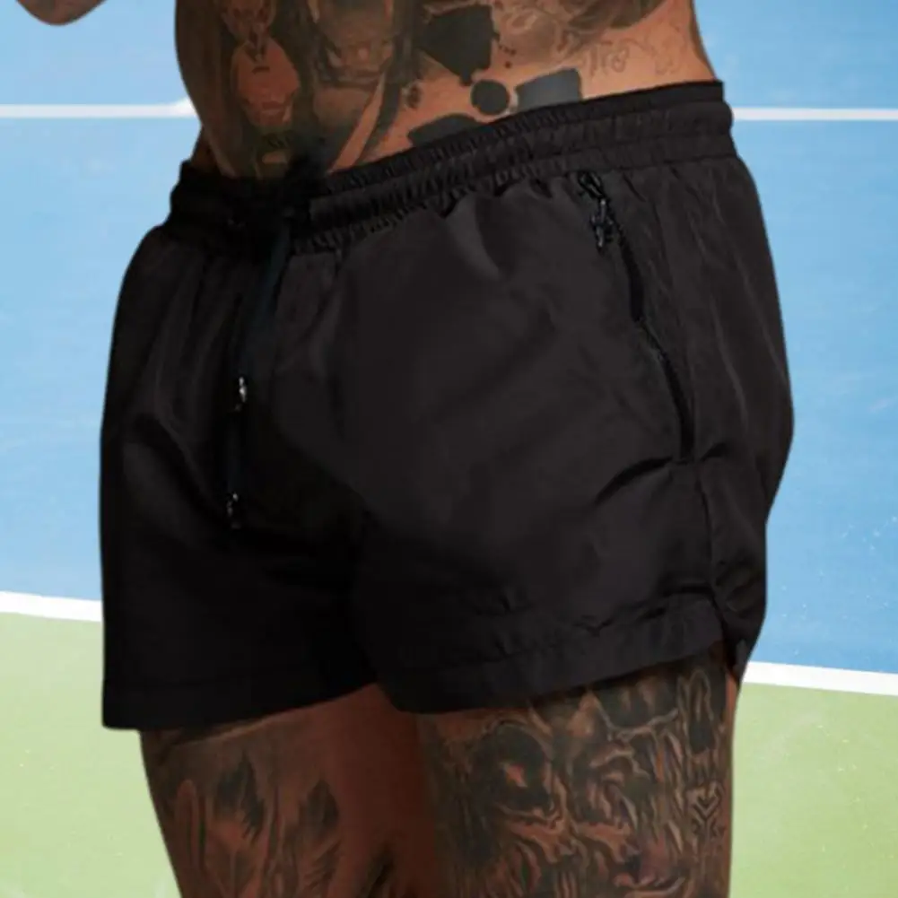 

Летние спортивные шорты, мужские быстросохнущие спортивные шорты с эластичной резинкой на талии и карманом на молнии для бега на открытом воздухе, фитнеса, тренировок