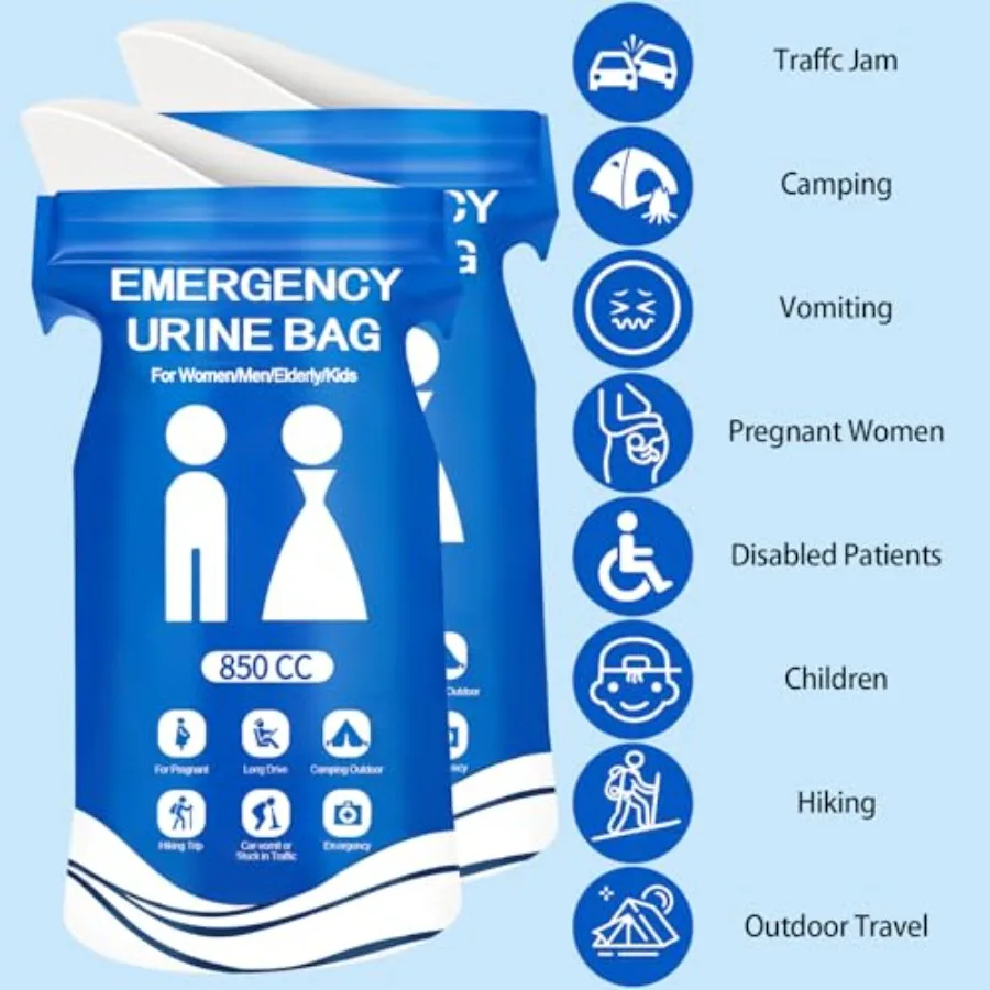 أكياس البول القابل للتصرف 10 قطعة 850 مللي المحمولة أوريل للجنسين أكياس التبول وأكياس القيء للسفر والتخييم في حالات الطوارئ ومربى المرور #2