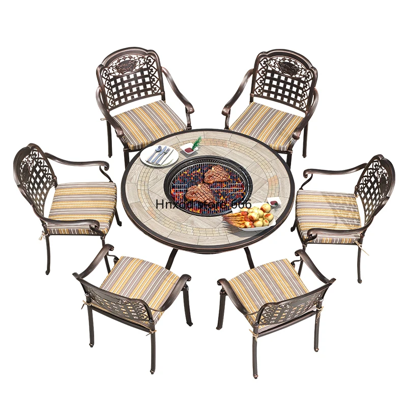 European courtyard garden wrought iron table and chair combination