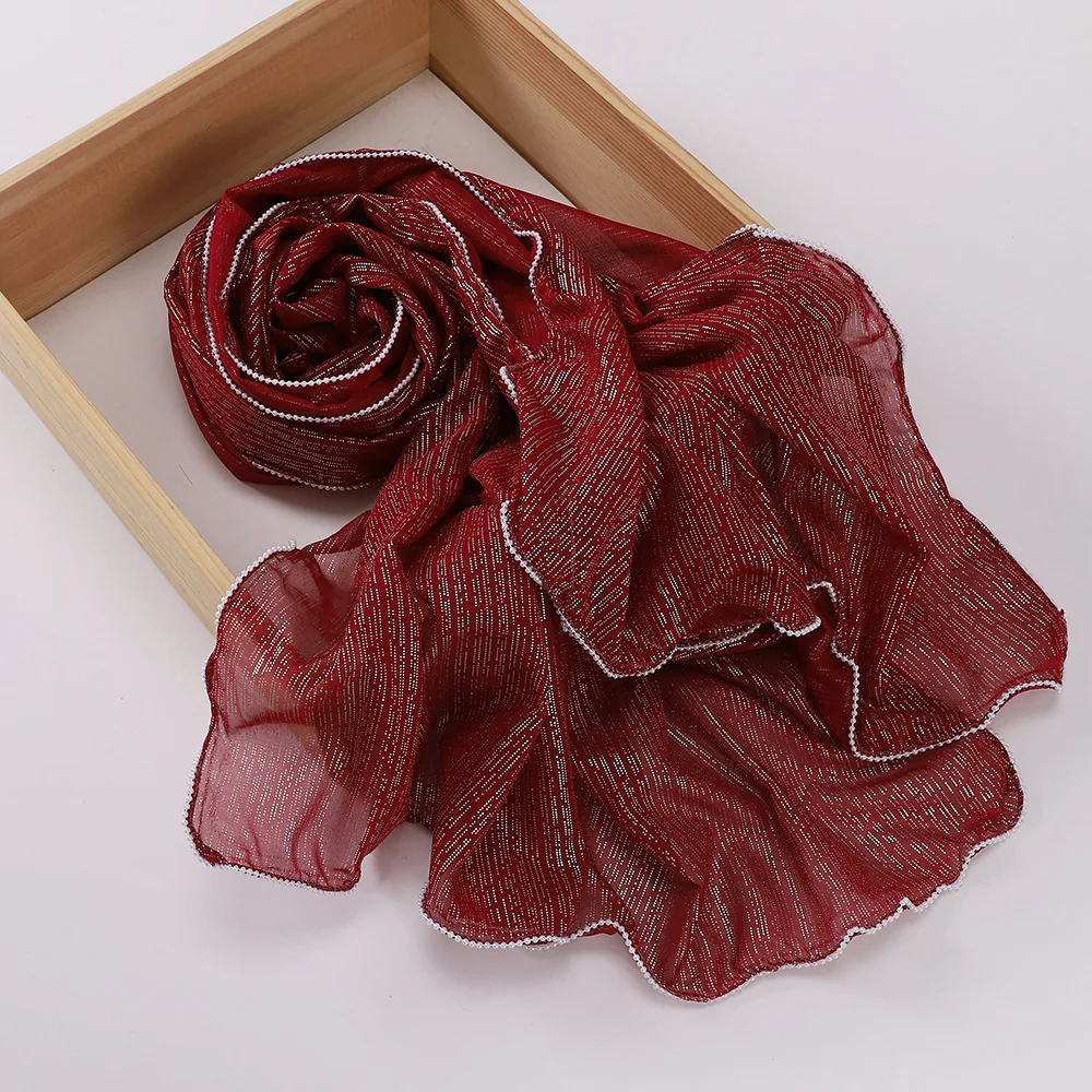 70*175CM asie du sud-est en mousseline de soie filigrane plat mince femmes longueur moyenne décontracté musulman Monochrome châle écharpe Hijabs