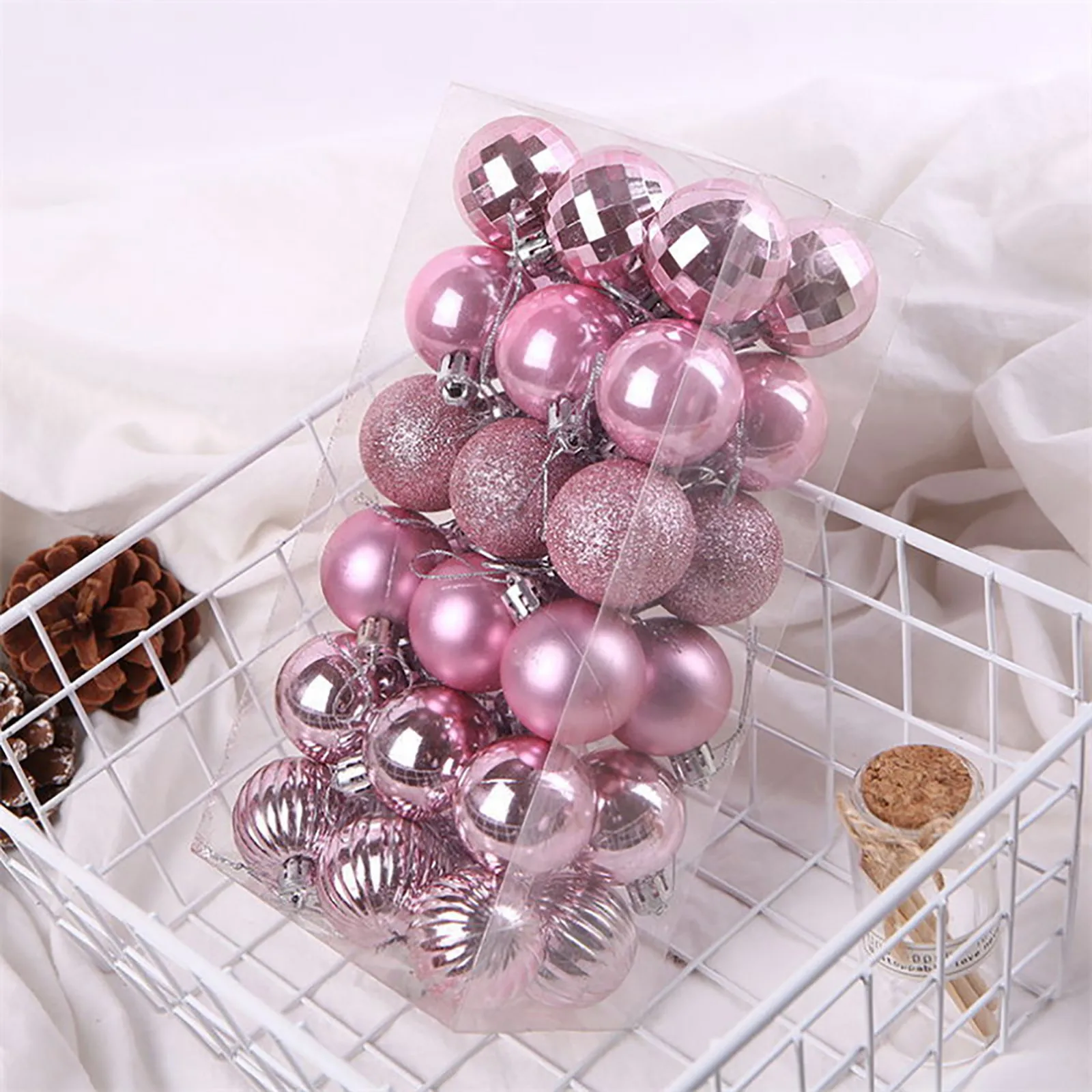 Christmas Tree Bauble 4cm 36pc Plastic Xmas Ball Ornament Set For Home Party Hanging Decoration 6 Style Design Chrimbo Pendants