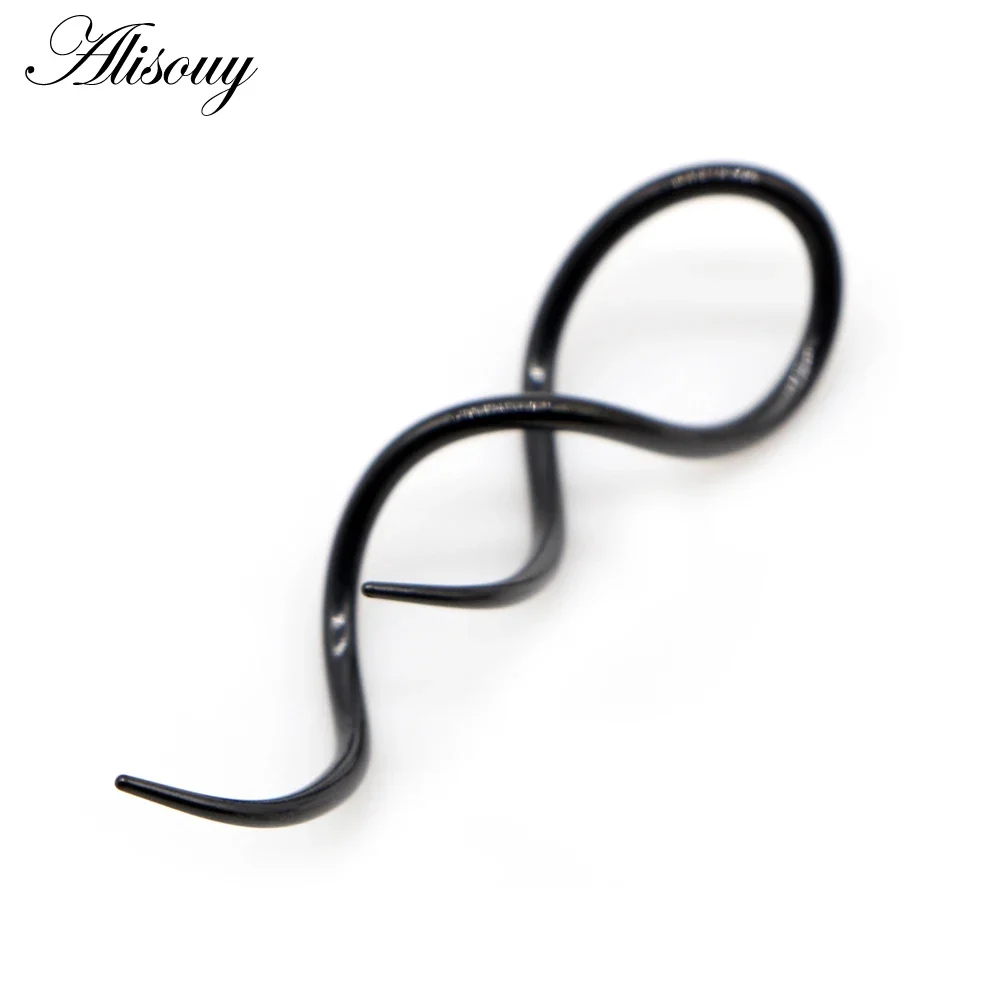 Alisouy 2PC Twist Dangle Ear Bone Ring Stainless Steel Men Women Ear Hook Earrings Fake Ear Expander Piercing Body Jewelry