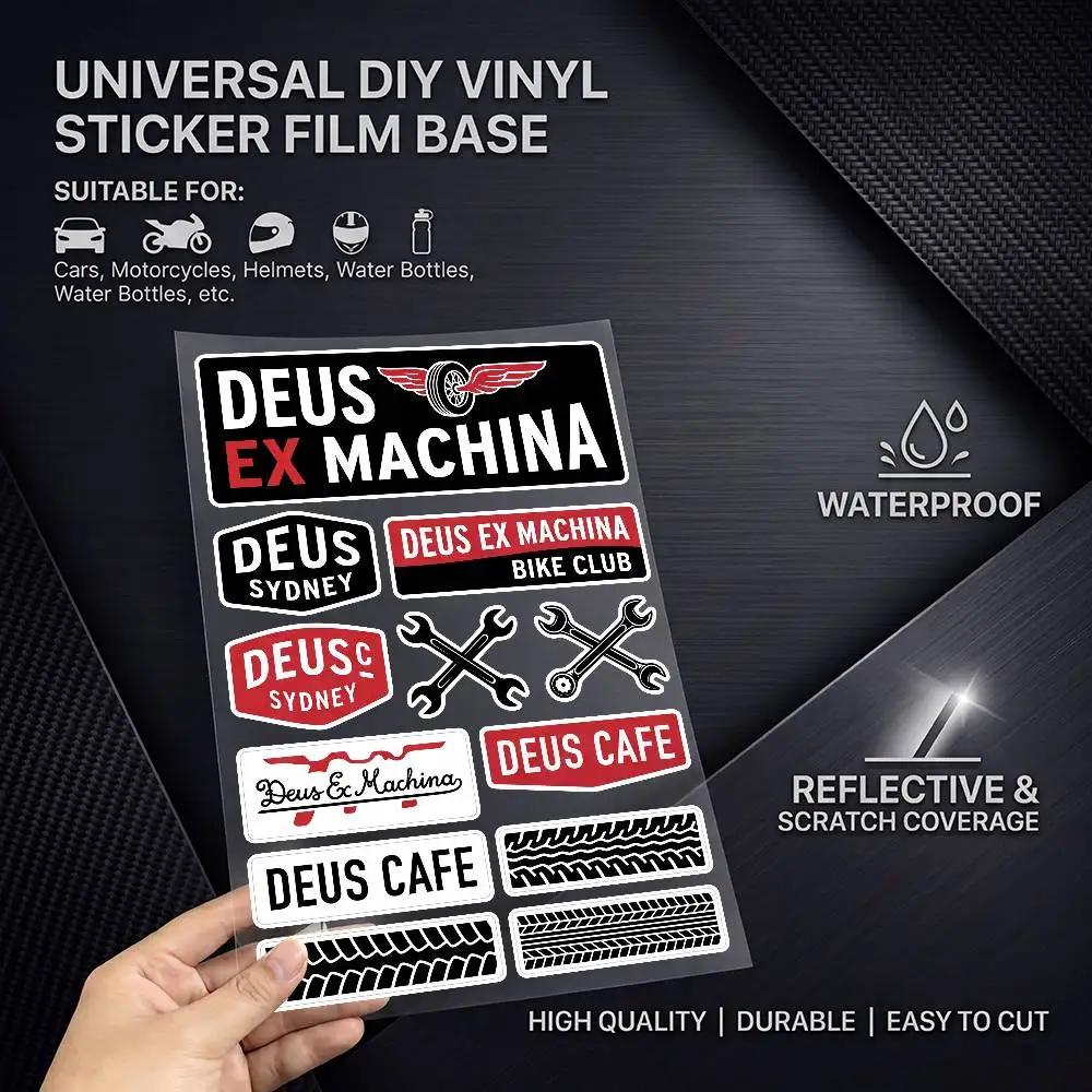 D-Deus Ex M-Machina Durable Waterproof Reflective Decor Sticker Scratch Cover For Motorcycle Car Helmet Fridge Accessories