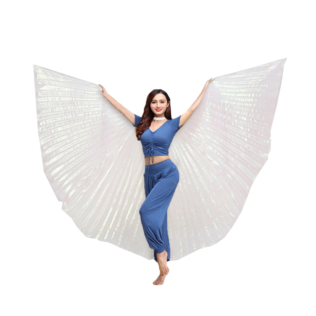 Ala de danza del vientre con palo telescópico, disfraces para adultos, accesorios de baile profesionales para actuaciones, color negro