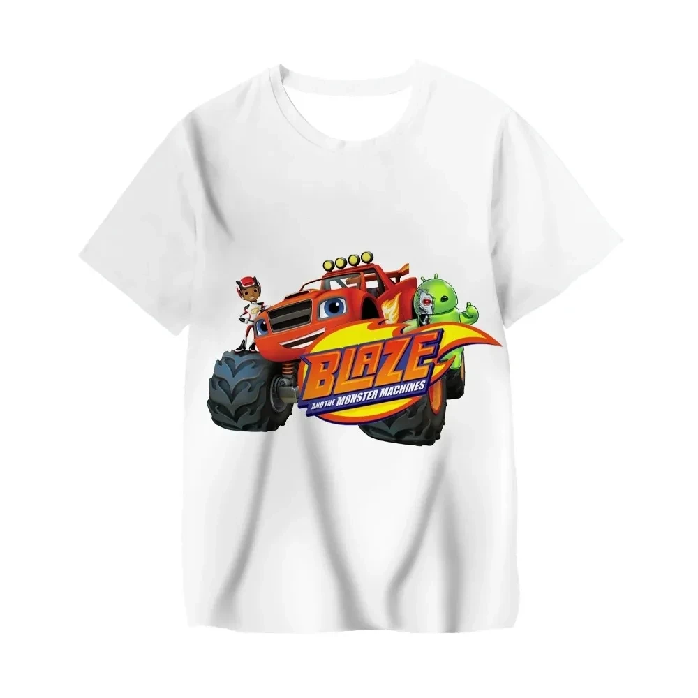 Blaze And The Monster Machines Kids Cartoon Funny T Shirt Baby Cool T Shirts Kids Tops Girls Clothes Summer Novelty 2024