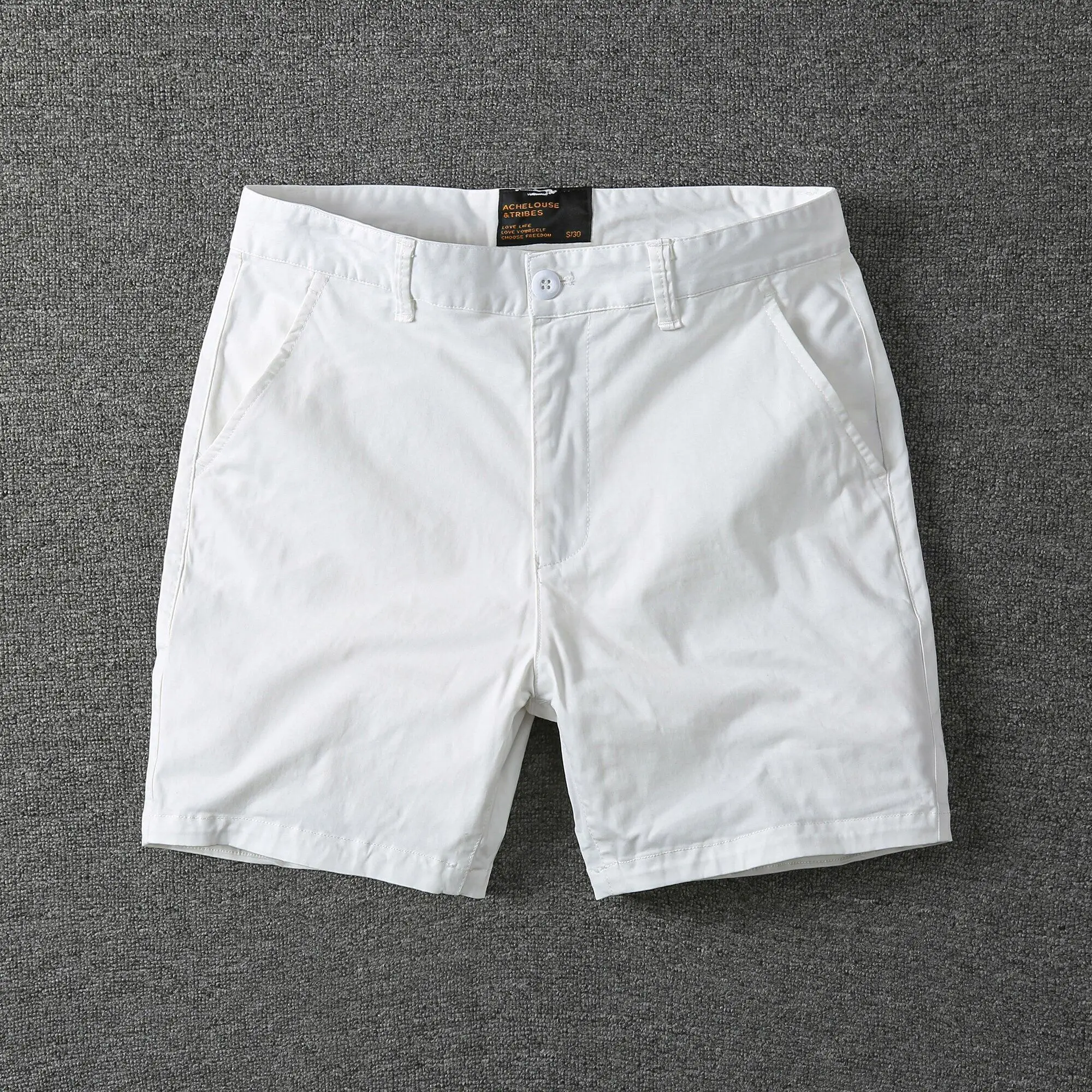 Casual Pure Cotton Slim Fit Men's Shorts Summer Trendy Brand Elastic 3/4 Length Ultra-Shorts Straight Leg Mid-High Waist Shorts