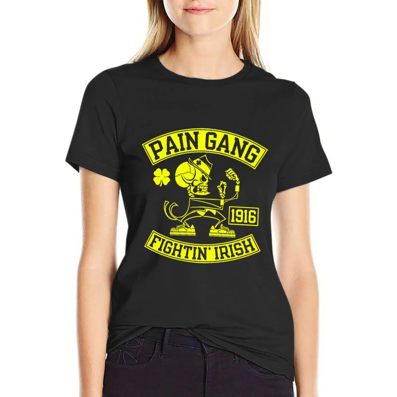 

Pain Gang Fightin Irish T-Shirt korean fashion new edition graphics sports fans Women's summer blouses 2025