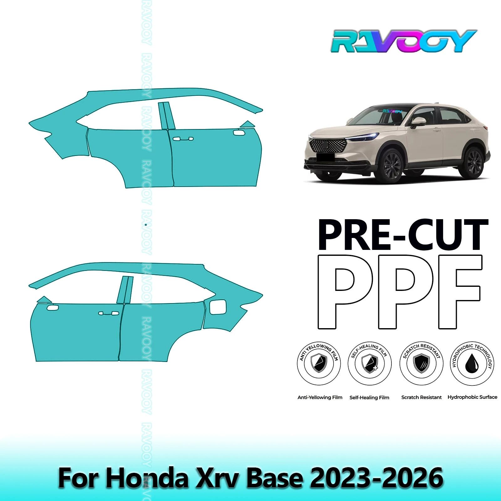 

For Honda Xrv Base 2023-2026 8.5mil Clear Matte Pre-Cut PPF Door & A/B Pillar Kit TPU Paint Protection Film Set