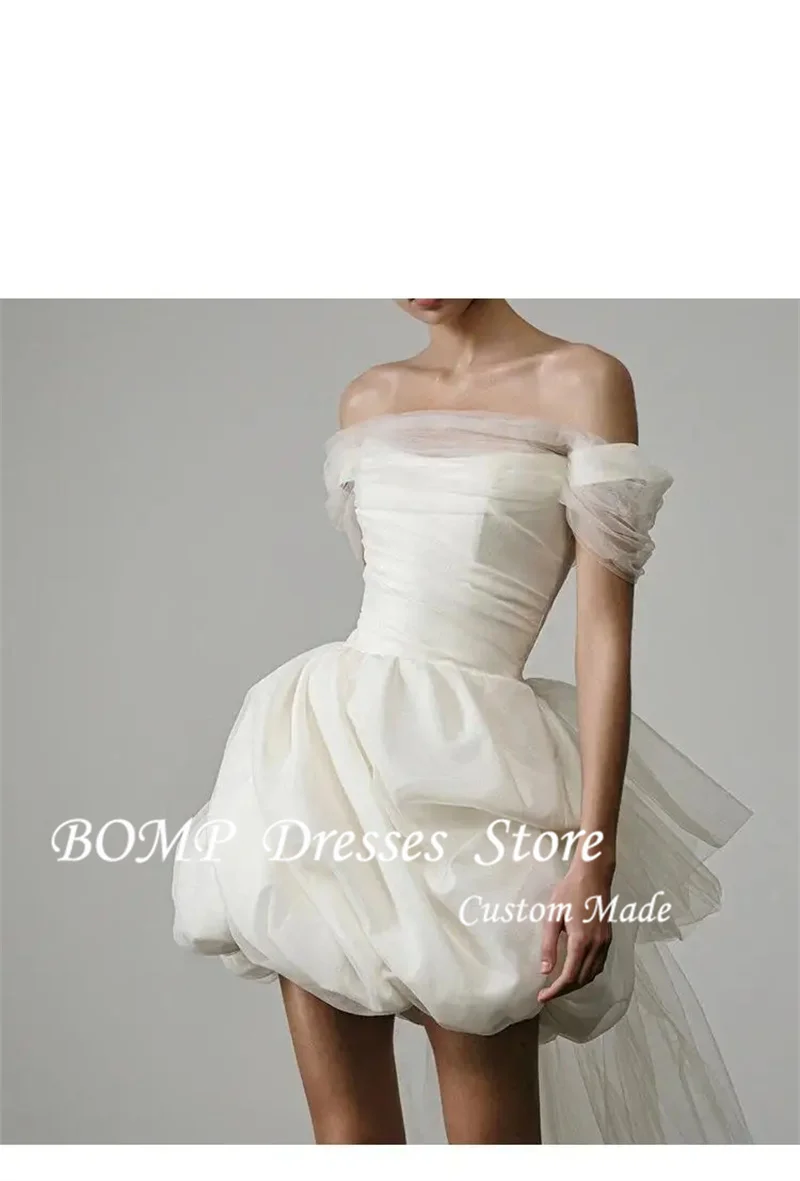 BOMP-Vestidos De Novia cortos clásicos y elegantes, vestido De Novia sencillo con cuello barco, Espalda descubierta, Sexy, personalizado, 2025