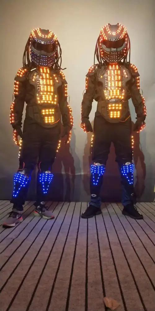 Traje de robot LED, traje de luz led para baile, ropa de actuación, ropa de escenario, traje luminoso