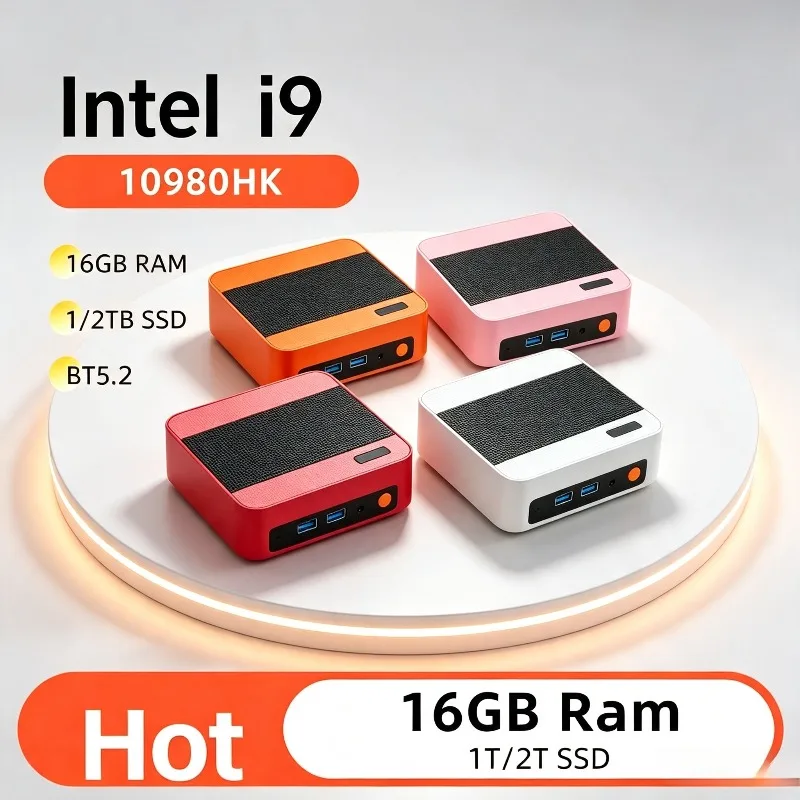 Intel i9-10980HK Compact Mini PC, 16GB RAM, 1TB/2TB M.2 SSD, WiFi 6, BT5.2, 4K 60Hz HD Output, Perfect for Gaming, Office Study.