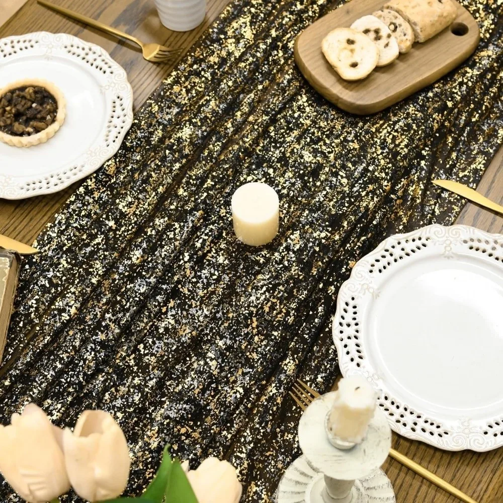 Decorative Metallic Foil Table Runner Metallic Sheer Sequin Glitter Table Runner Soft Tulle Table Runner Holiday Celebration