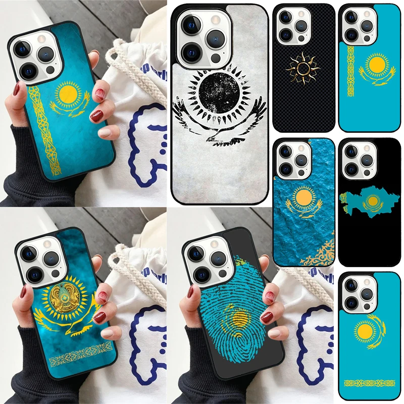 Kazakhstan Flag Cover For iPhone 16 13 14 15 Pro Max 12 Mini 11 15 Pro Max 6 7 8 Plus Max SE 2020 Phone Case