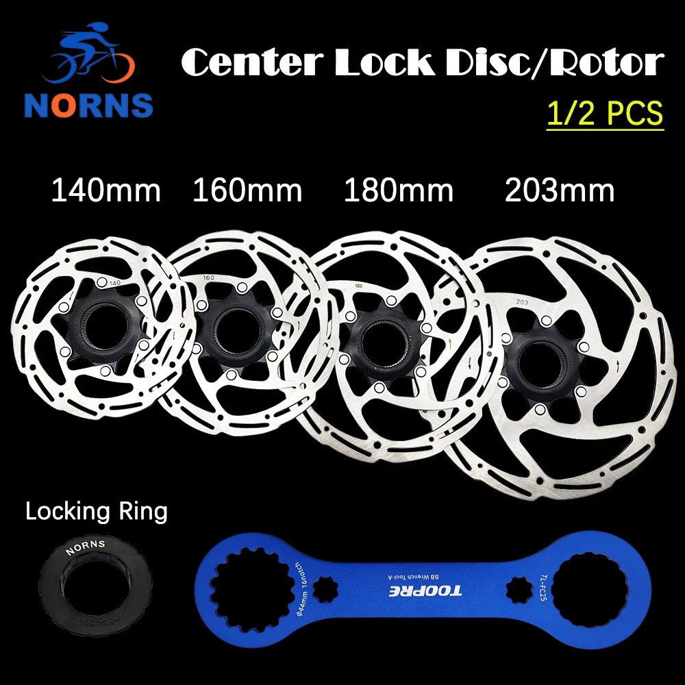 NORNS Center Lock Disc Rotor 140mm 160mm 180mm 203mm Bike Brake Strong Heat Dissipation Floating Rotor MTB / Road Disk Parts