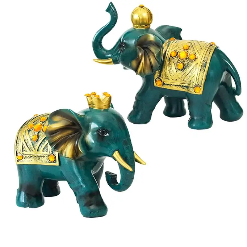 

Wealth Elephant Statue 1 Pair Resin Elephant Desk Ornament Elephant Decorations For Living Room Auspicious Meaning Statue