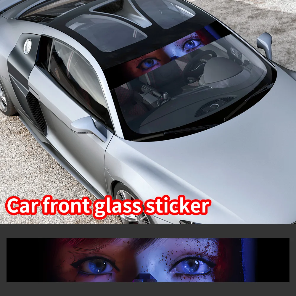 Beauty's Gaze 3D Eyes Car Front Windshield Stickers Front and Rear Gear Decorative Sunshade Decals Stickers Accessories