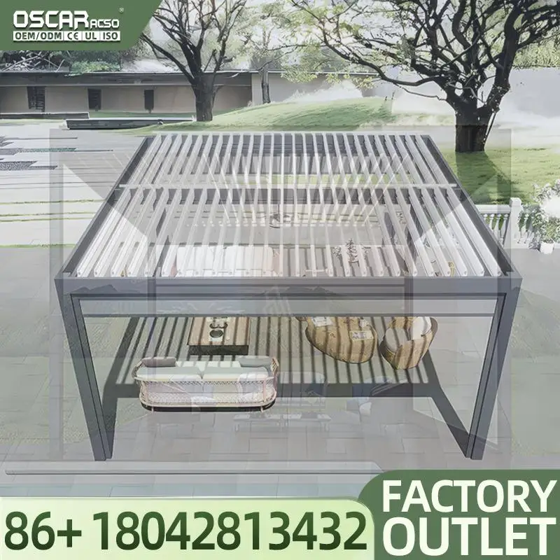 Modern Outdoor Garden  Aluminum Louvered Frame 3x3 4x8m Powder Coated Patio Backyard Poolside Leisure Structure Pergola