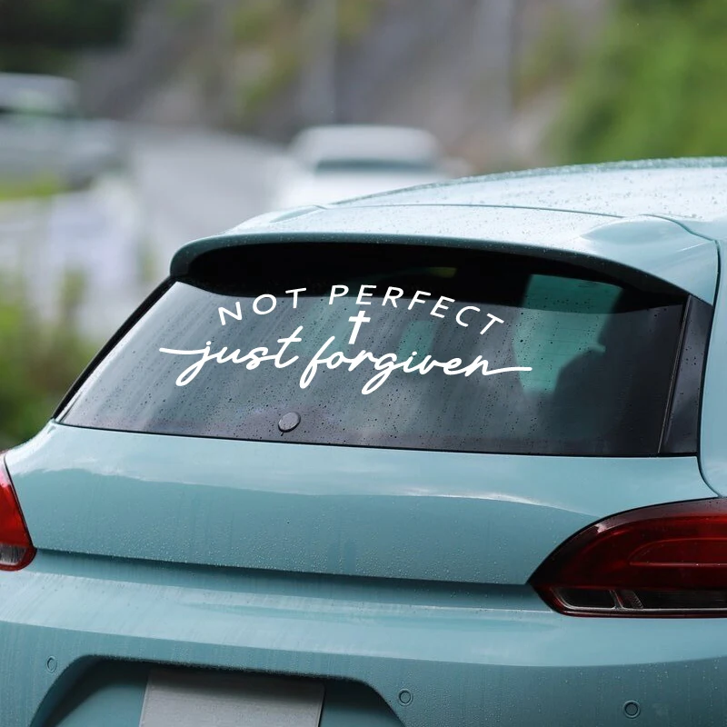 `Not Perfect Just Forgiven Vinyl Decal, Stylish Personality Waterproof Decal for Offroad Truck SUV Auto Glass`