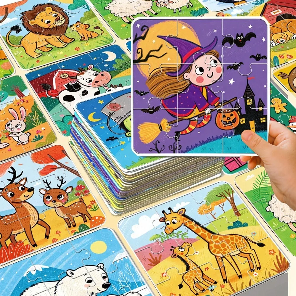 4-in-1 Halloween Puzzles for Kids Jigsaw Puzzles Toys for Toddlers Educational Toys Christmas Gift Party Favors Classroom Prizes view 5