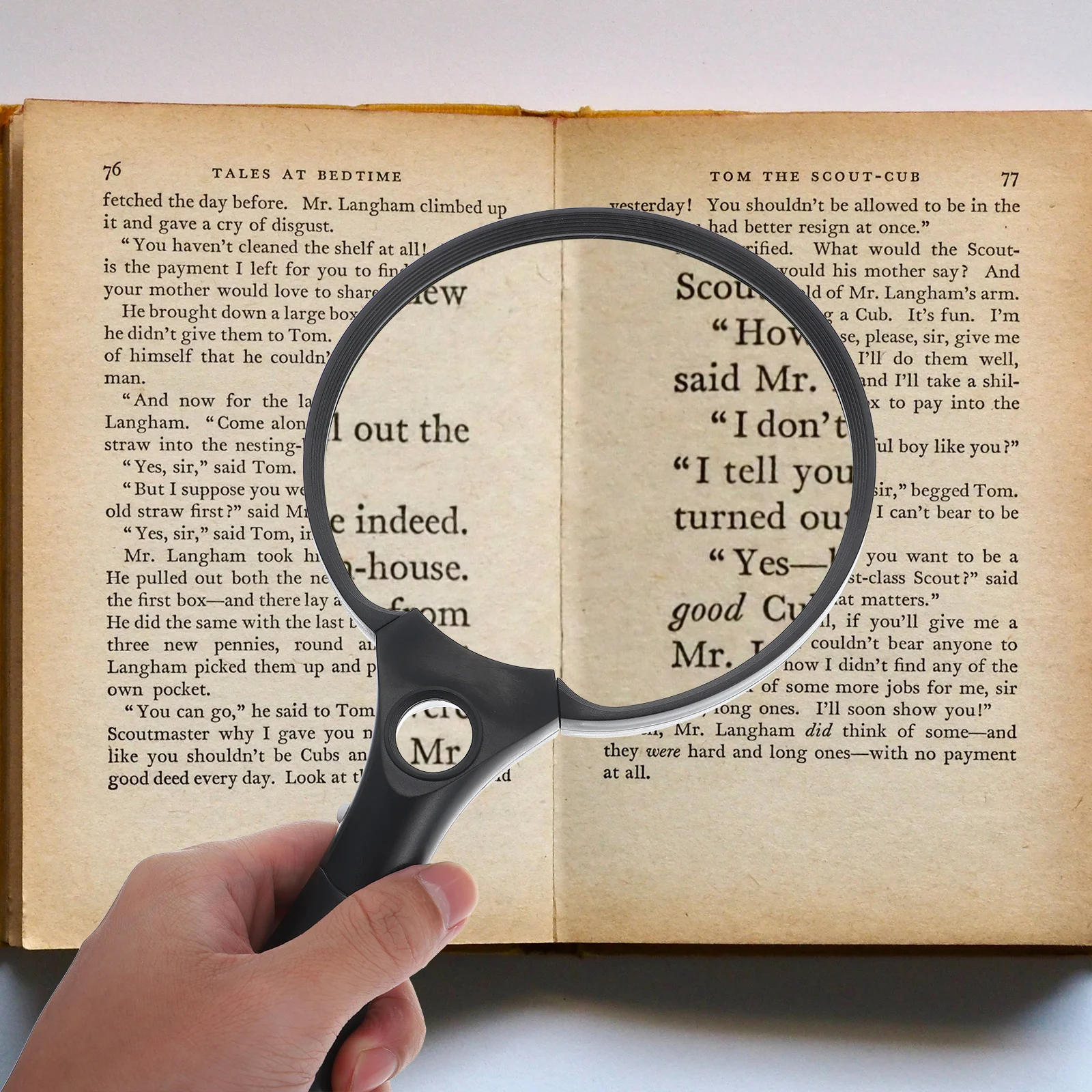 

Handheld Magnifier LED Light Elderly Reading Magnifying Device Ergonomic Handle Jewelry Coin Map Viewing Tool Reading Magnifier