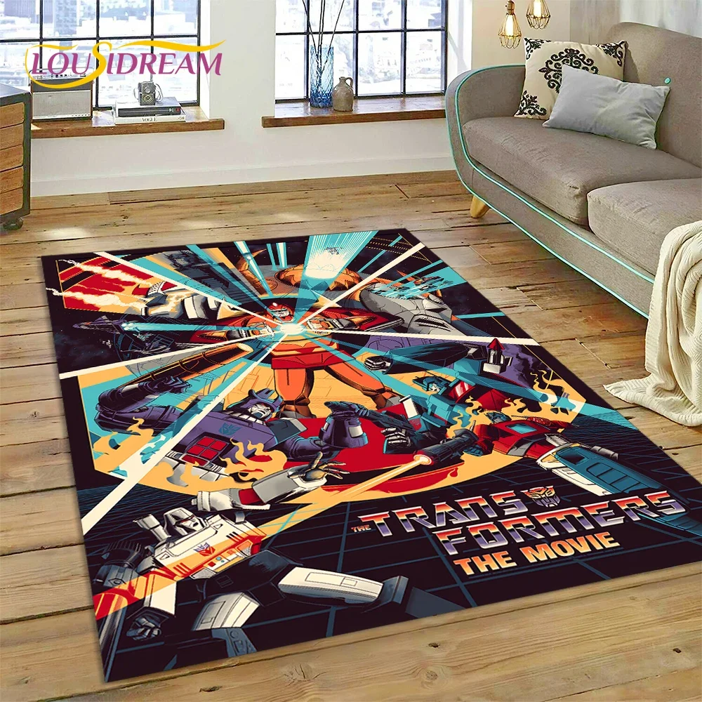 Cartoon T-Transformers  Autobots 3D Rug Carpet for Living Room Bedroom Home Decor,Floor Mat Non-slip for Sofa  Doormat Gift Kids