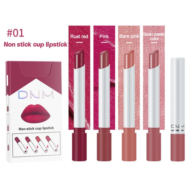 4Pcs Set Korean Matte Lipstick Lip Tint Lip Gloss Waterproof Long Lasting Makeup Cosmetic Set For Women