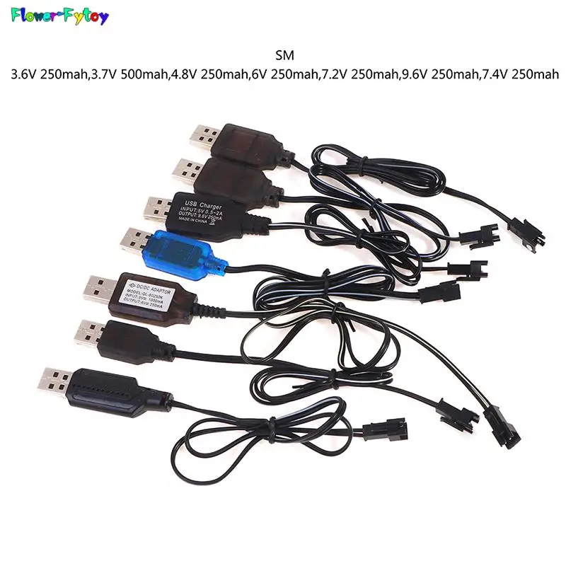 High Quality 3.6-9.6V 250mA NiMh/NiCd Battery USB Charger Cable SM 2P Forward Plug Remote Control Car USB Charger Electric Toy