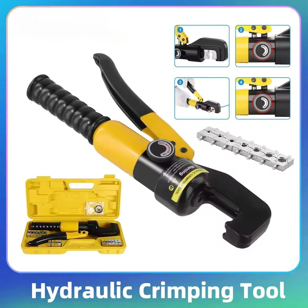 Hydraulic Cable Lug Crimper 10T, Heavy Duty Hand Crimping Tool for Electrical Terminal & Wire