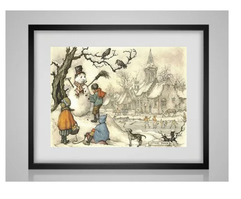 

Customized Embroidery, The Snowman, Anton Pieck, Counted Cross Stitch Kit, Baby with 100% Cotton Floss