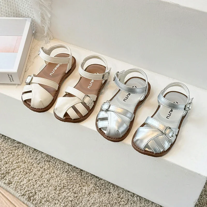 

Girls Sandals Summer Children Princess Shoes Kids Barefoot Beach Sandals Anti Slip Soft Sole Baby Casual Sports Shoes Size 23-37