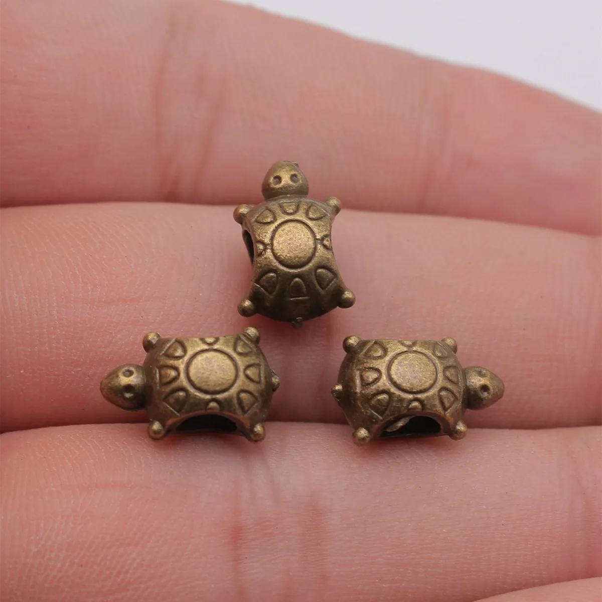 5pcs 14x9x7mm 2 Colors Antique Silver Color Antique Bronze Color Turtle European Big Hole Beads DIY Jewelry Findings Supplies