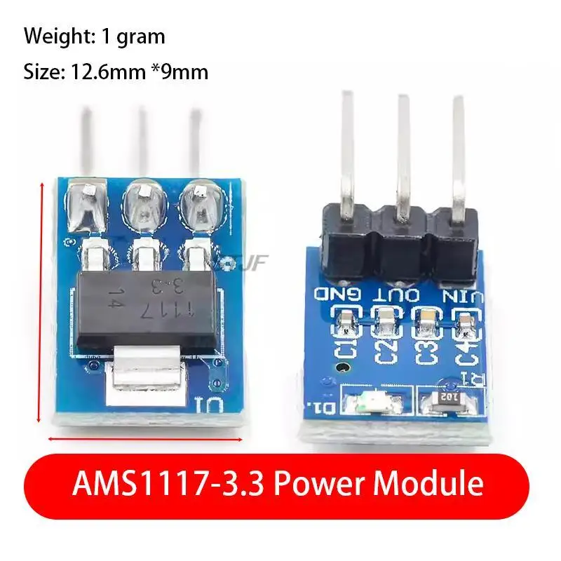 Módulo de fonte de alimentação redutor DC 5V a 3,3V AMS1117-3.3 LDO 800MA