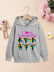 LOVE GYMNASTICS Print Hoodies Casual Comfortable Loose Long Sleeve Tops Sweatshirts Kids Cartoon Coat Autumn Winter Clothes