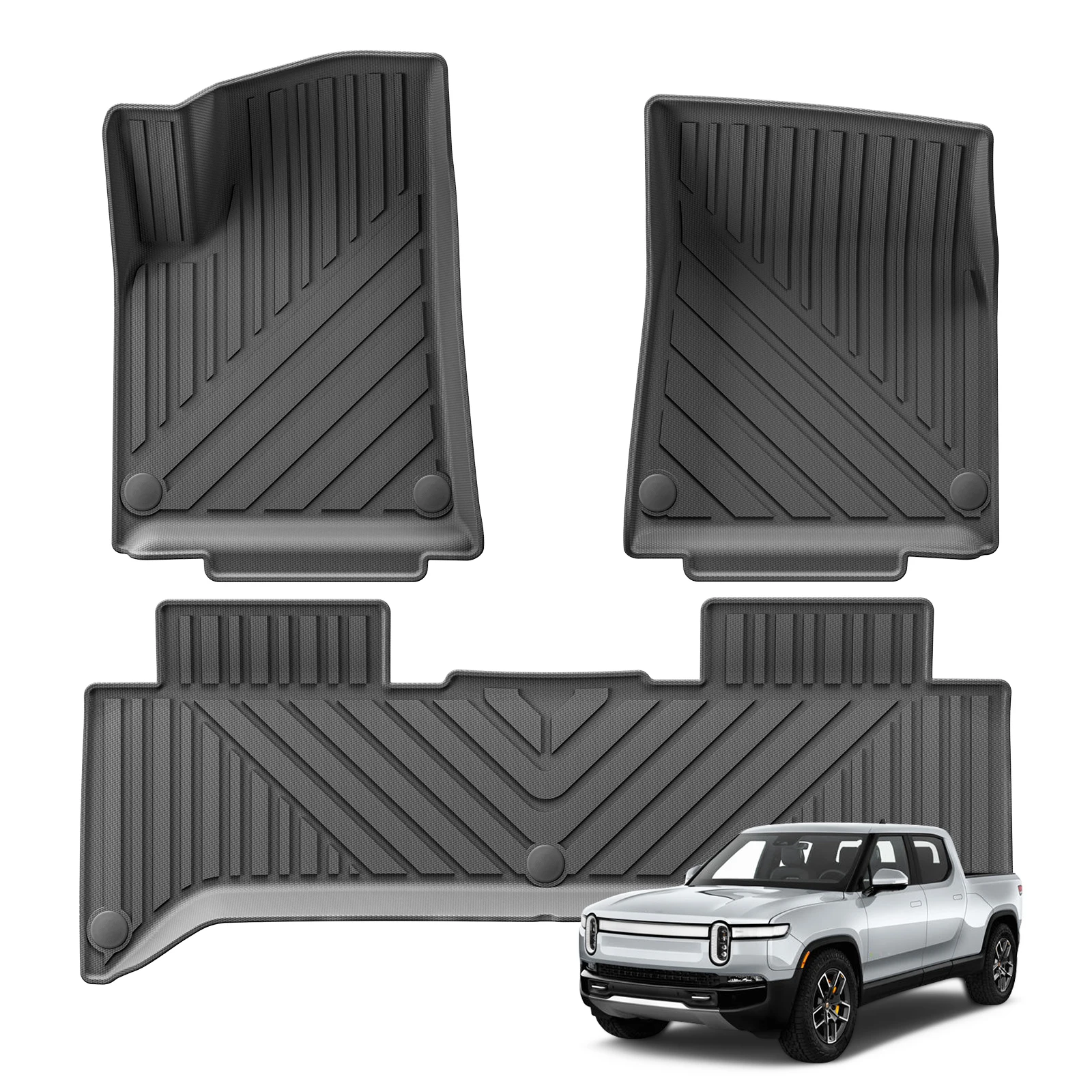 LUCKEASY for Rivian R1T 2022-2024 Car Floor Mats Cargo Liner Trunk Mat TPE Waterproof Wear-resistant Protective Mat Left Rudder
