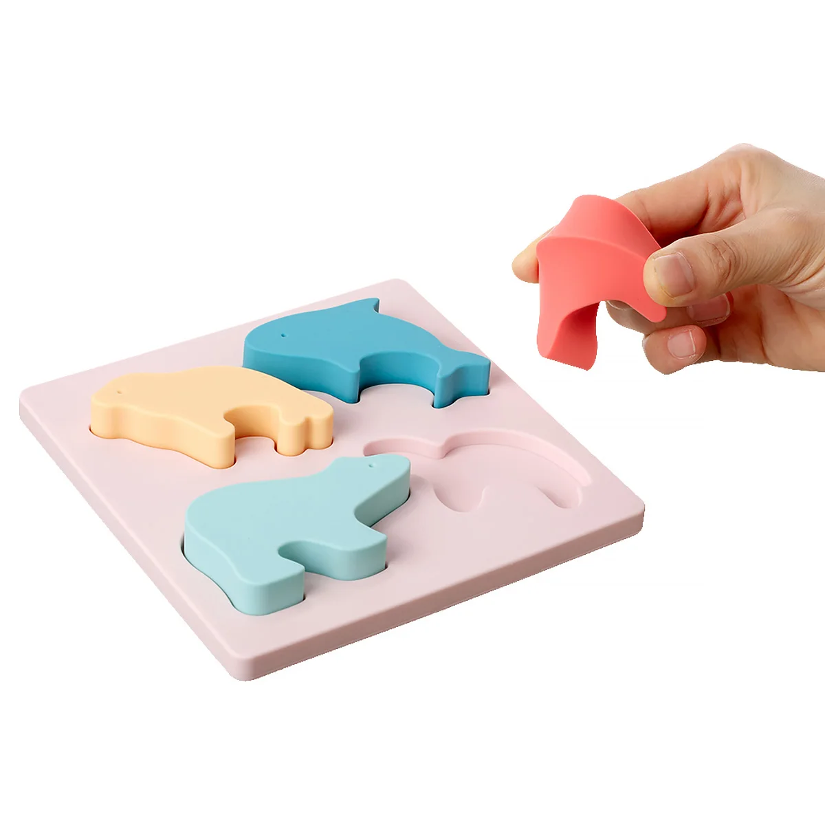 TYRY.HU 1Set Silicone Ocean Animal Graphic Children's Early Education 3D Puzzle Recognition Silicone Educational Puzzle for Kids