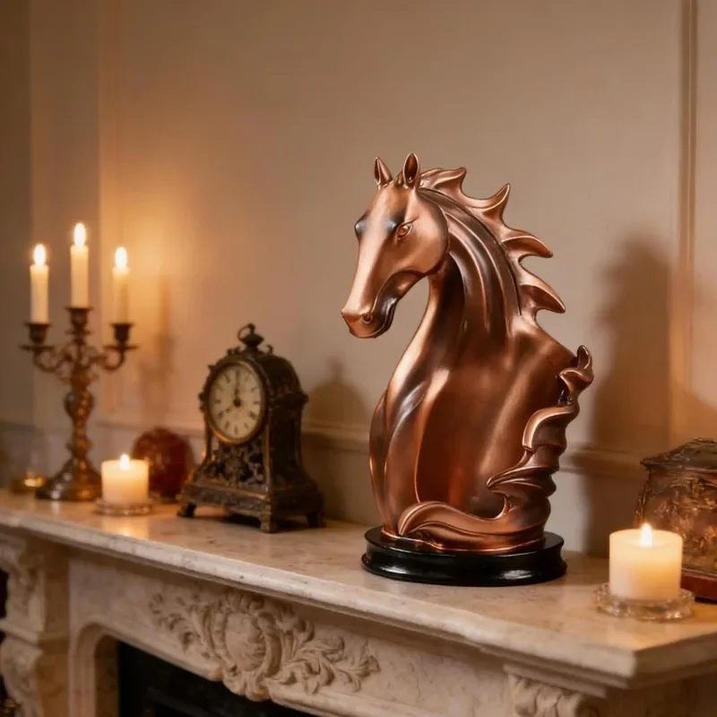 1Pc Brown Resin Horse Wine Rack Freestanding Wine Bottle Holder Decorative Storage Organiser for Home Kitchen Pub Wedding
