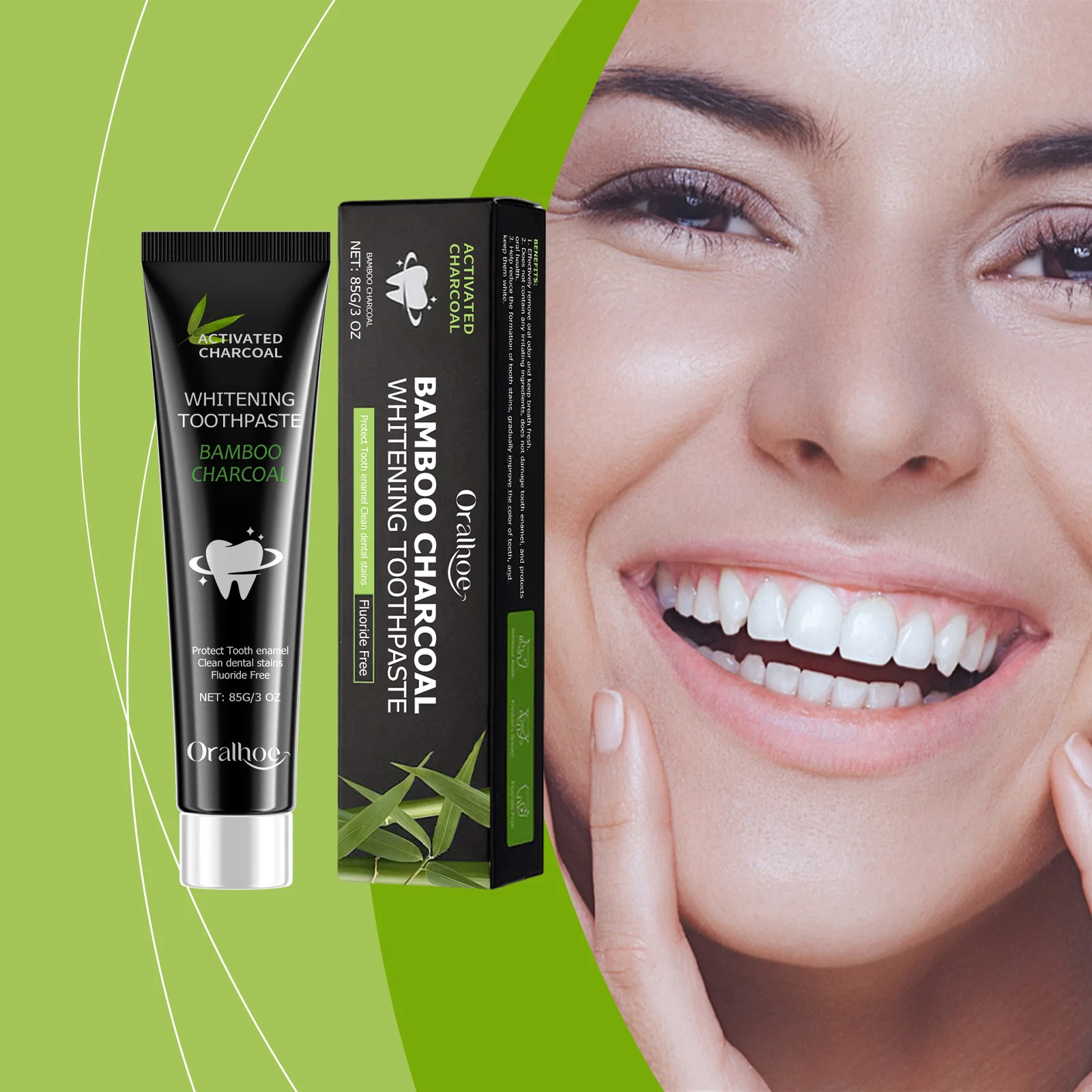 Bamboo Charcoal Deep Teeth Yellowing Toothpaste Cleans  Stains Tartar Removes Bad Breath Brightens Oral Care 85g Bamboo Charcoal