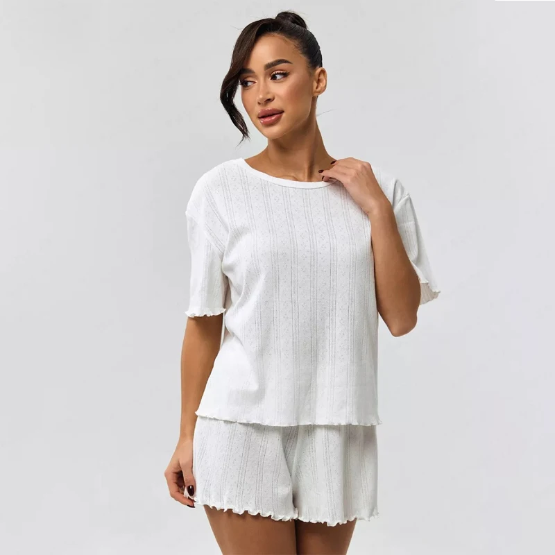 

Комплект из 2 предметов. Женская домашняя одежда, женские пижамы, женская одежда, комплект женской повседневной одежды, супер дышащий и плиссированный дизайн.