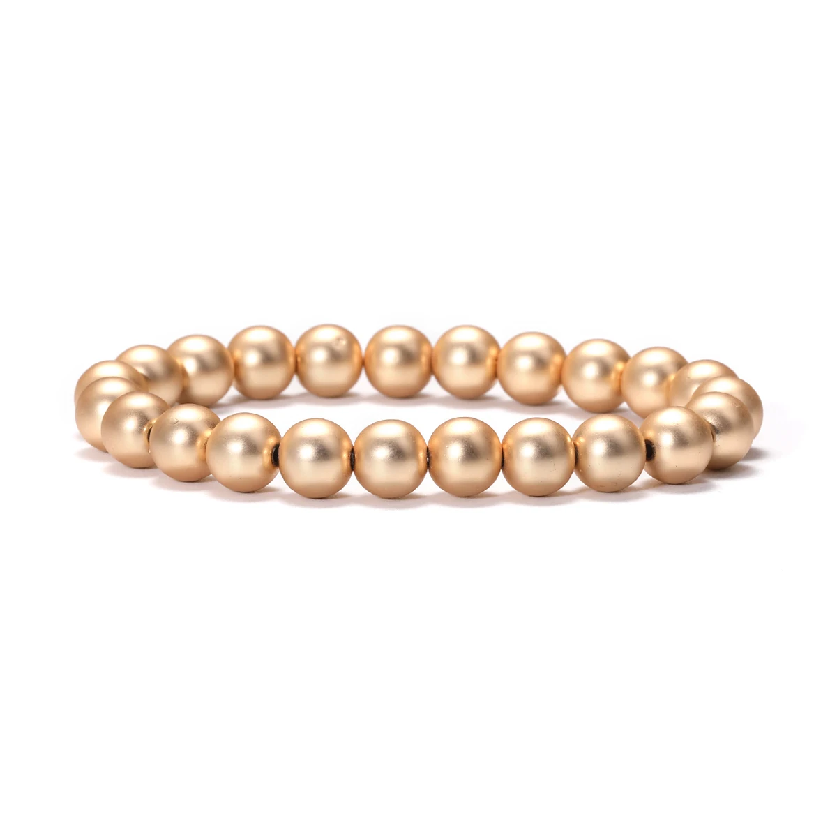 Plated Hematite Stone Bracelets Golden Beaded Stacking Elastic Stretch Handmade Fashion Unisex Jewelry Hawaii Trendy view 2