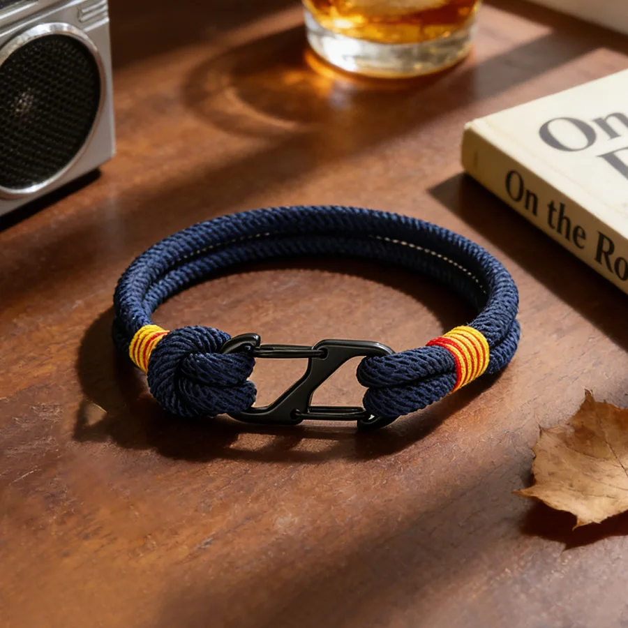 Men Threaded Nylon Cord Bracelet Detachable Carabiner Buckle Survival Rope Wristband Outdoor Minimalist Male Jewelry Gift
