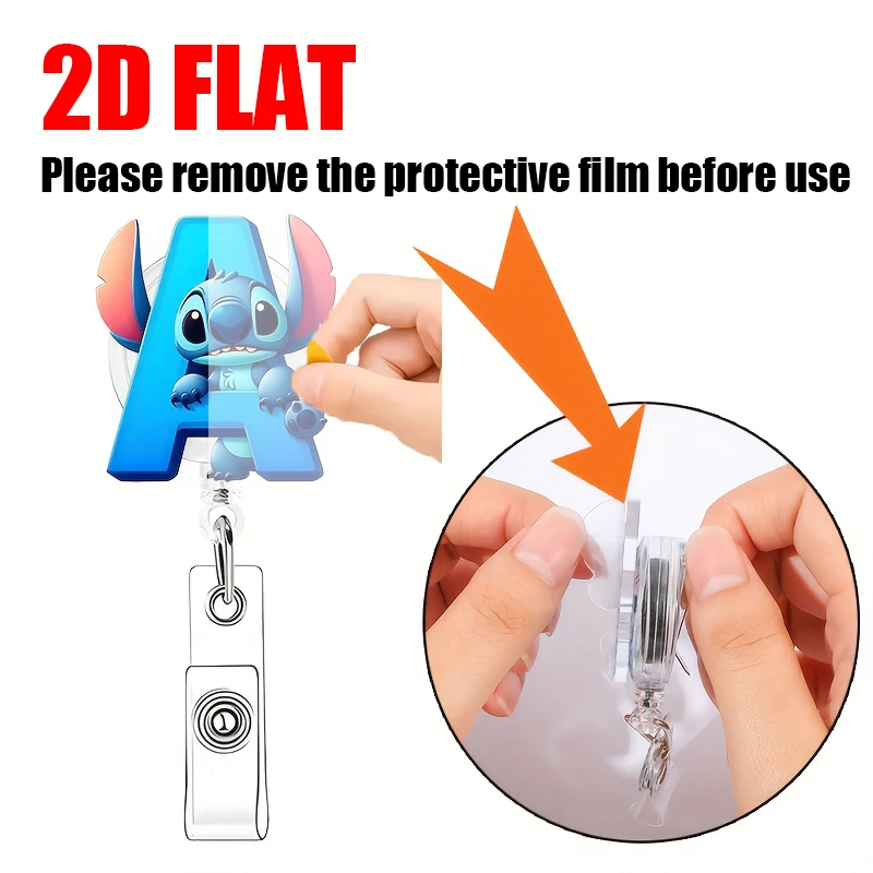 1pc Potdemiel Stitch Letter Adjustable Chest Badge Clip Nurse Doctor Student Easy-to-pull Buckle Card Holder