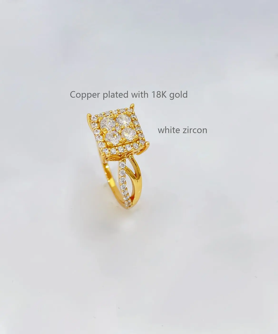 تصميم جديد عبر الحدود، مجموعة مربعة بسيطة هندسية، خاتم زركونيا يوميًا، نماذج مجوهرات متعددة الاستخدامات