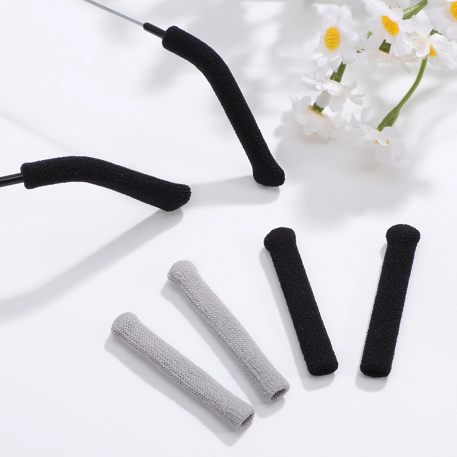 

4Pcs Nonslip Eyeglass Ear Cushions Knitted Stretchy Glasses Grips Soft Comfortable Ear Pads Universal Fit Glasses Accessories