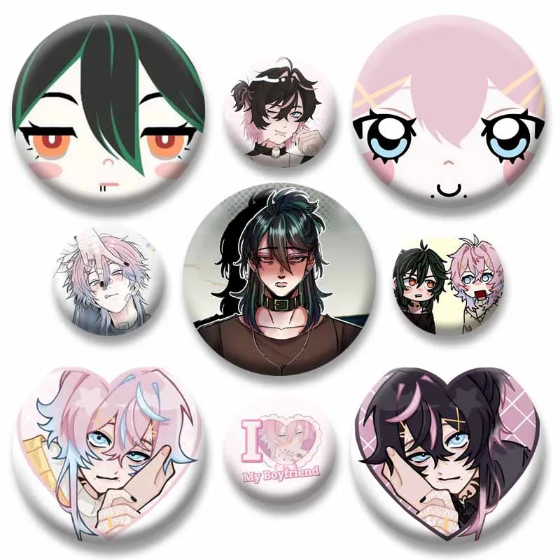 14 Days with You Anime Game Enamel Pins Cute Cartoon Ren Sol Button Brooch Cosplay Badge Bag Hat Decor Jewelry Accessories Gifts