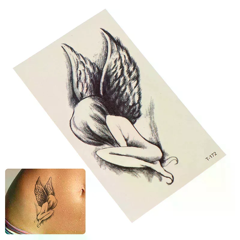 /ACR/Waterproof Semi-Permanent Tattoos Little Angel Tattoo Designs For Neck Hand Finger Women's Men's Temporary Tattoo Lasts