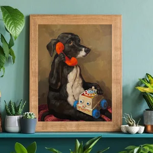 Lustiges und niedliches Hund, der Pizza -Leinwand Malerei, Vintage -Tierplakat, Retro -Kunst, Wohnzimmer, Kätzchen, Kekse, Heimdekoration 8 Hauptverkaufsdekoration Pizza - №6