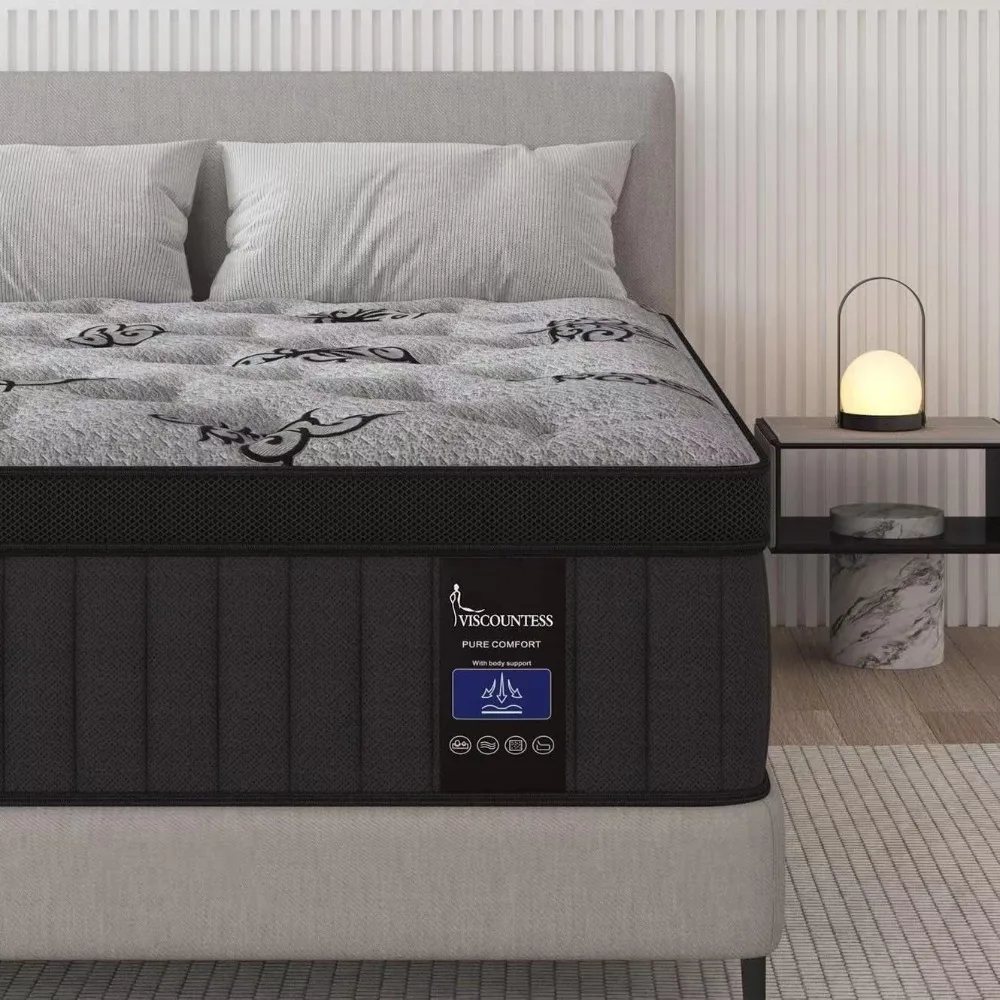 

Full Mattress, 14 Inch Hybrid Mattresses Bed in a Box with Gel Memory Foam & Pocket Spring, Euro Top, Medium Firm for Back Suppo