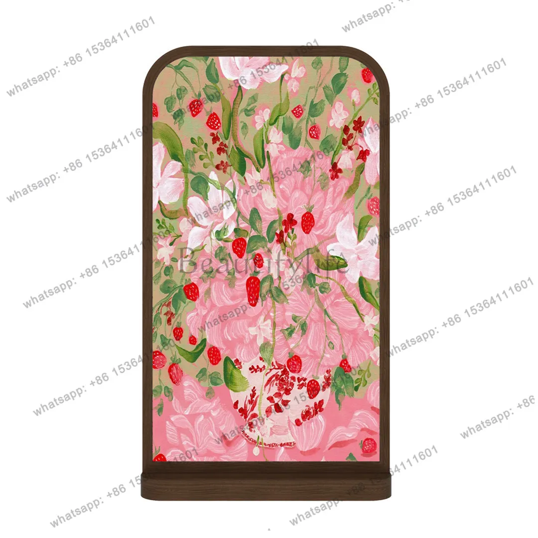 French cream style flower screen porch shading movable partition solid wood